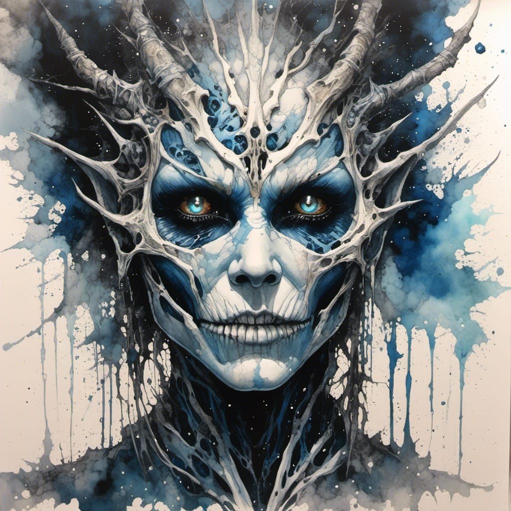 White Walker Witch in Water-Ink Style