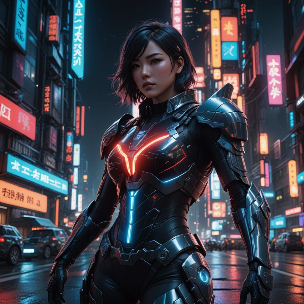 Anime Girl in Neon City