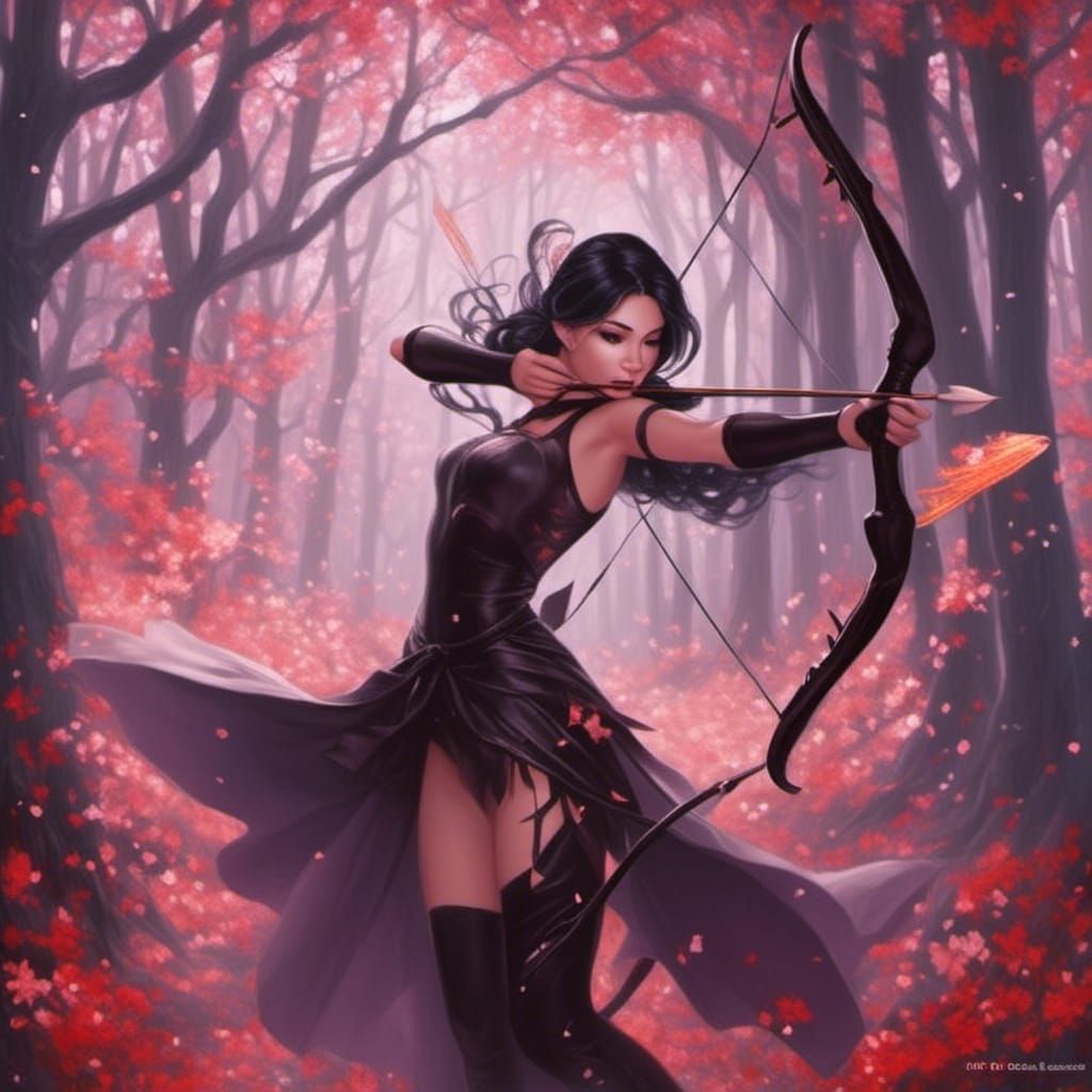 Fairies with Bow and Arrow in Art Nouveau Style