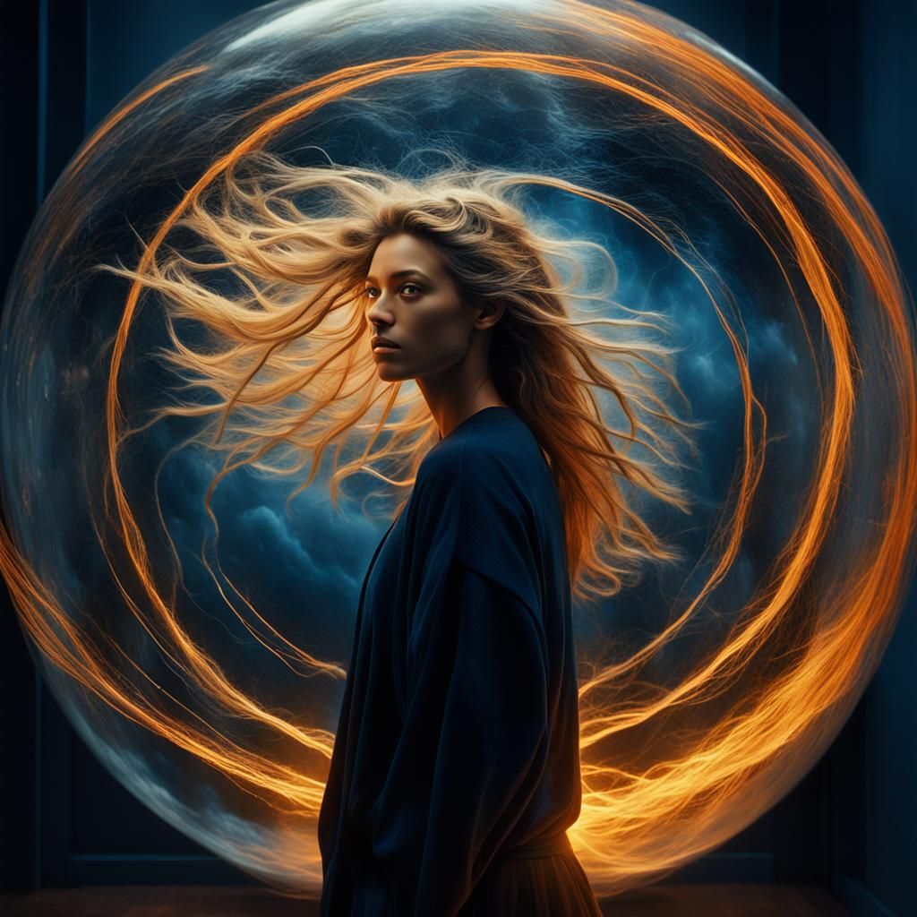 Girl in Mystical Orb: Hyper-Realistic Digital Art
