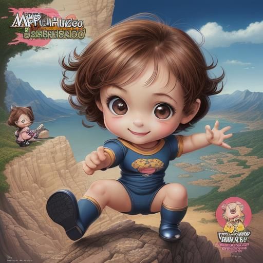 Charming Chibi Character with Comic Book Art Style