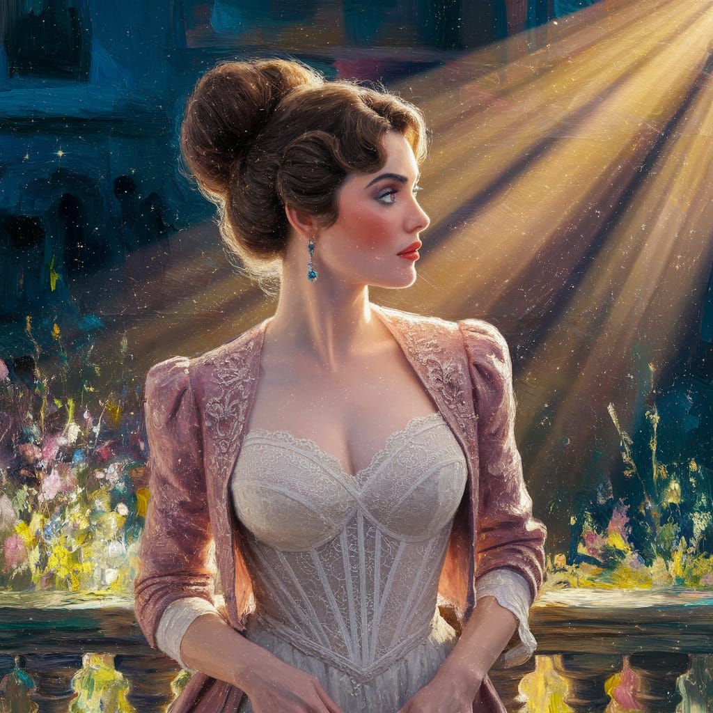 Raquel Welch Portrait in Impressionist Night Painting