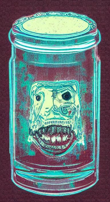 Severed Head in Jar: Digital Illustration