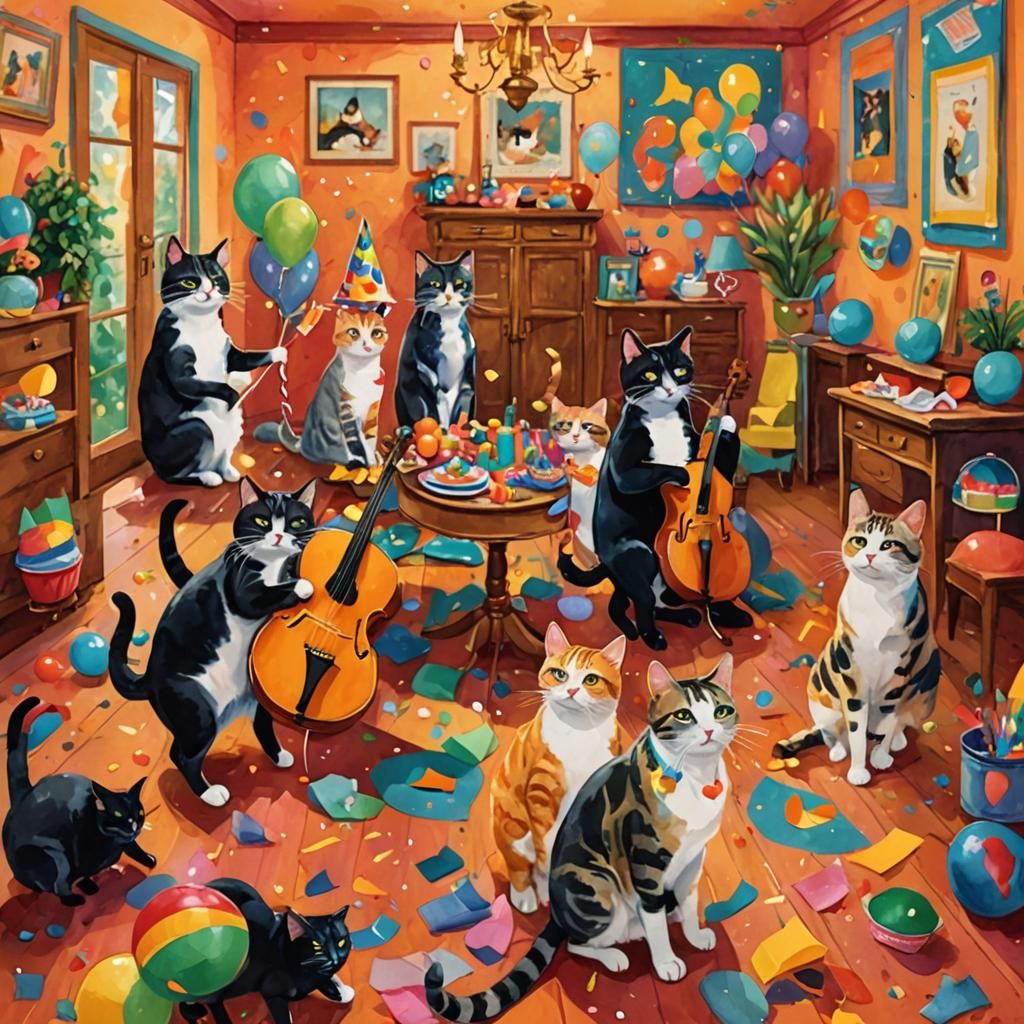 cats having a party
