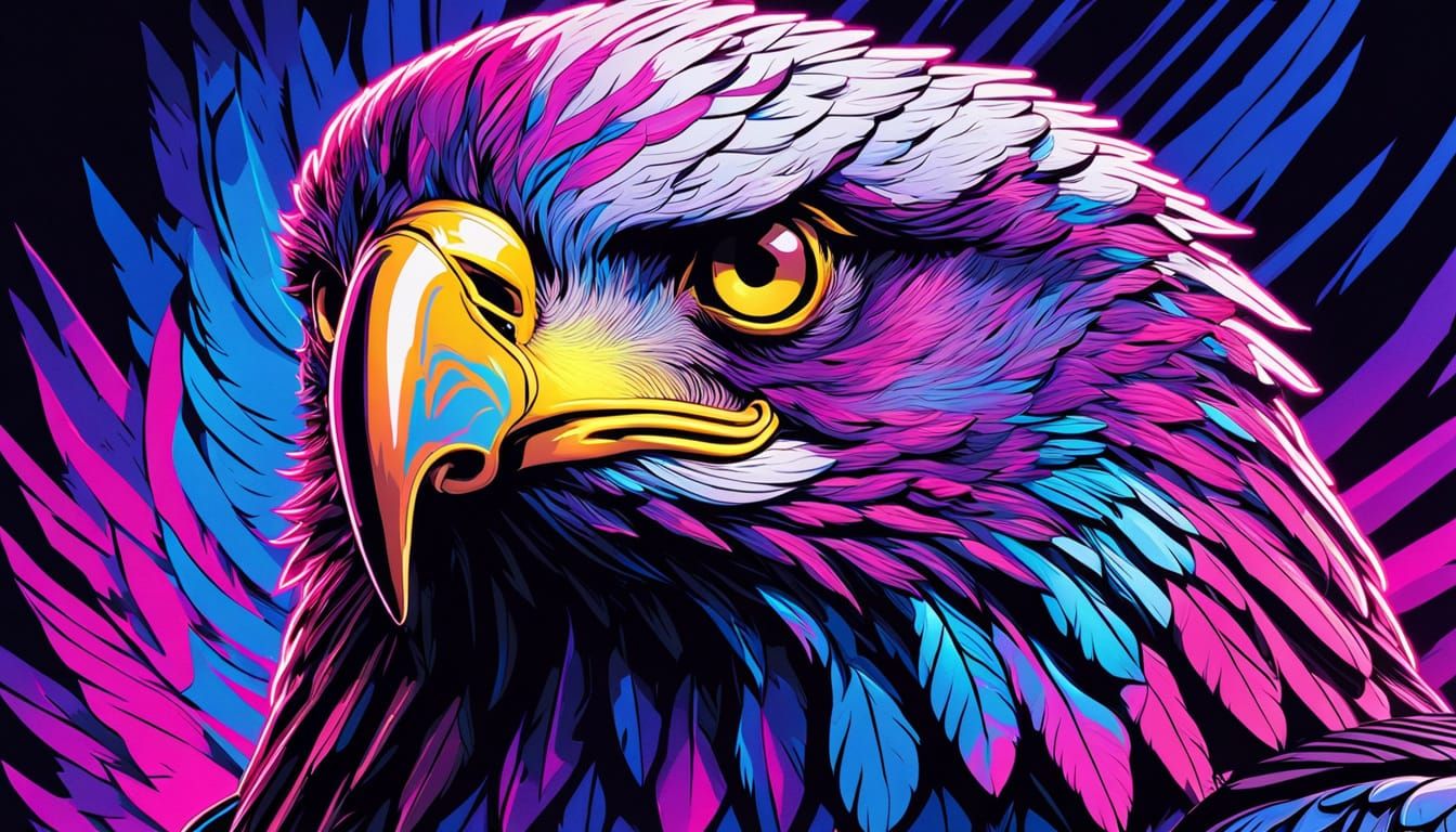 Cyborg Eagle Warrior in Pop Art Style