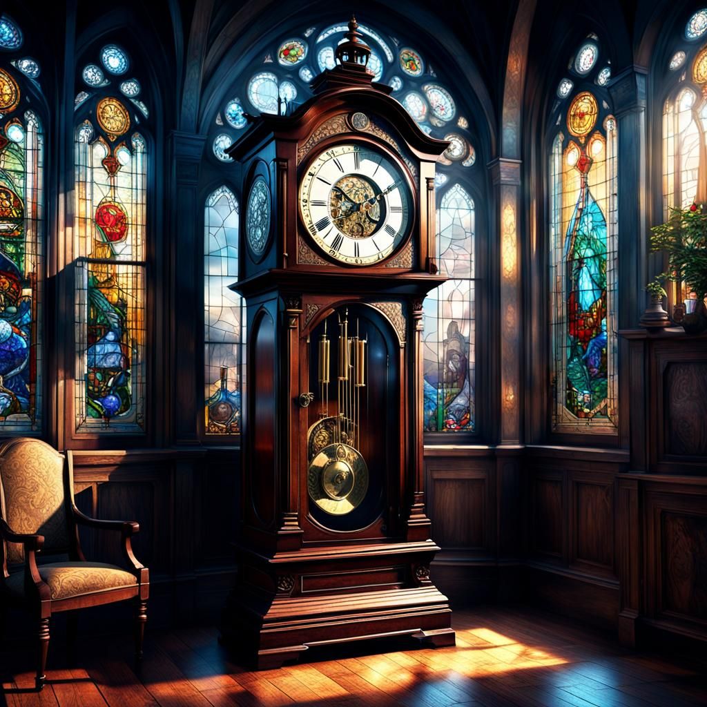 Dramatic Grandfather Clock in Old Room