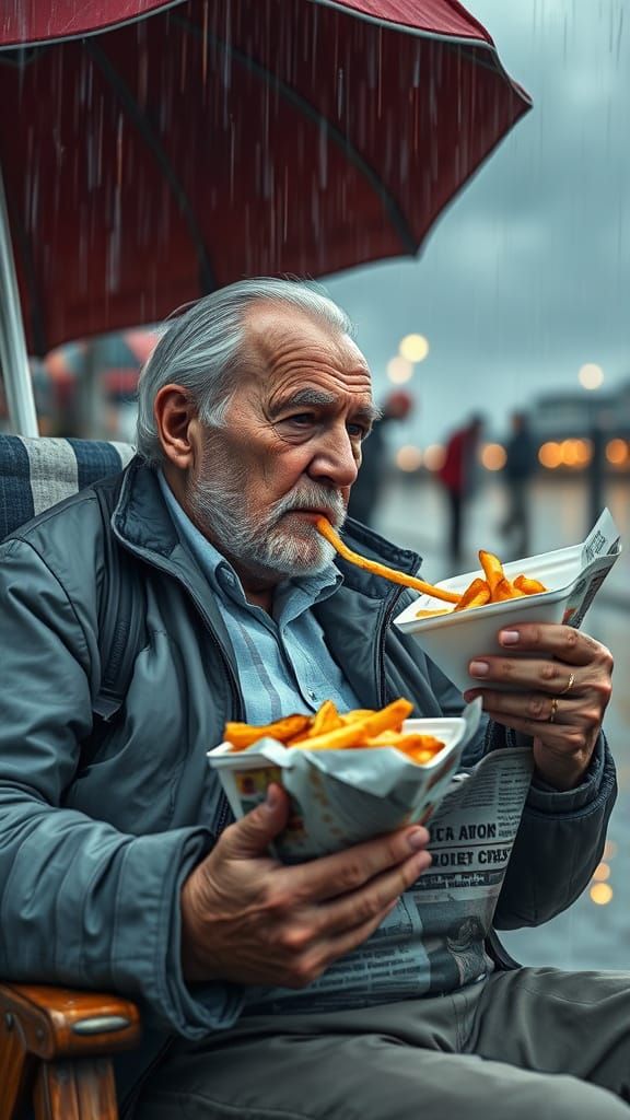 Man at Southend Pier: Digital Art Portrait