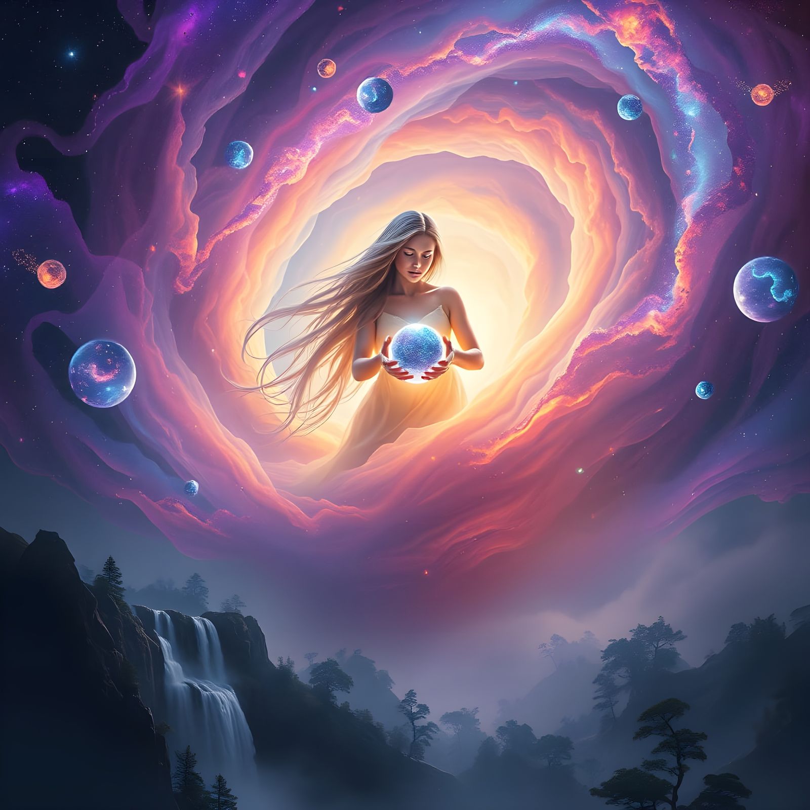 Galactic Birth of a Celestial Realm in Vibrant Cosmic Colors