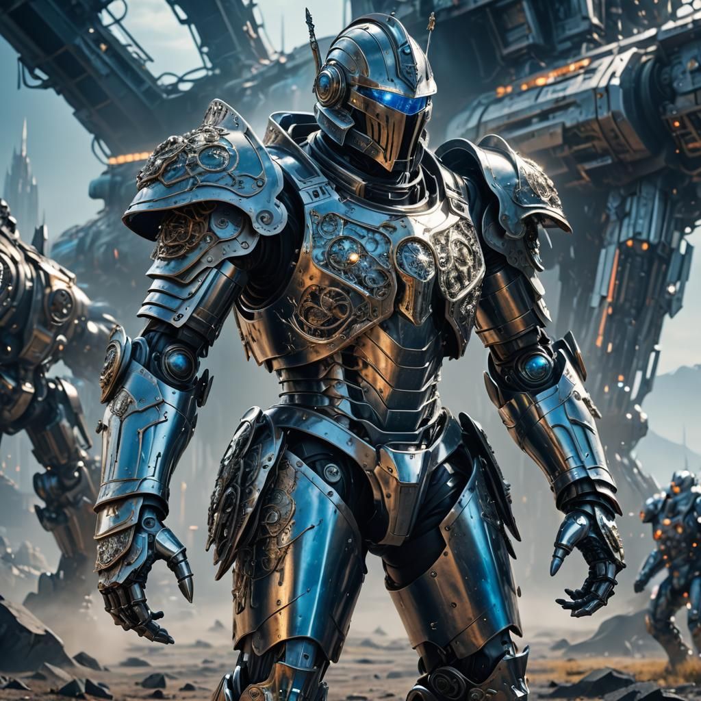 Futuristic Knight in Shining Armor: Sci-Fi 3D Art