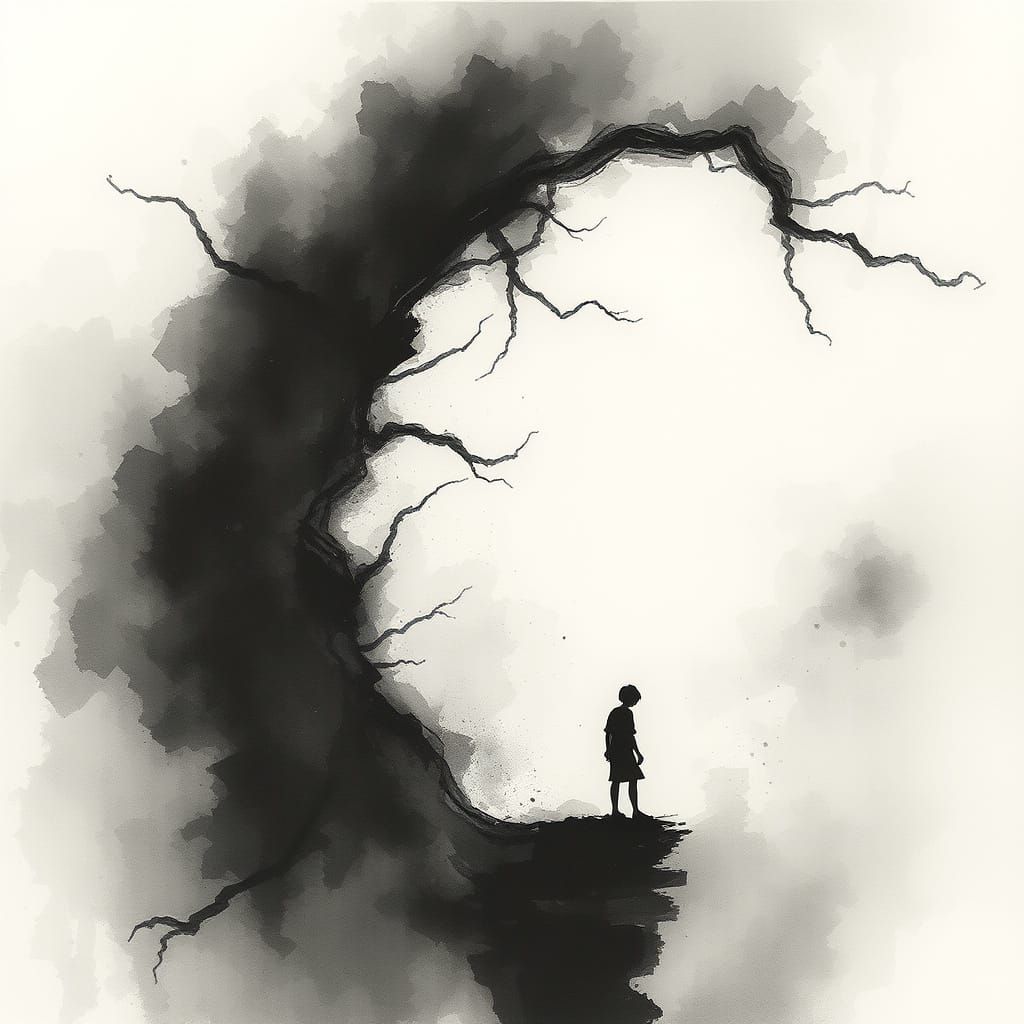 Haunting Charcoal and Watercolor Landscape