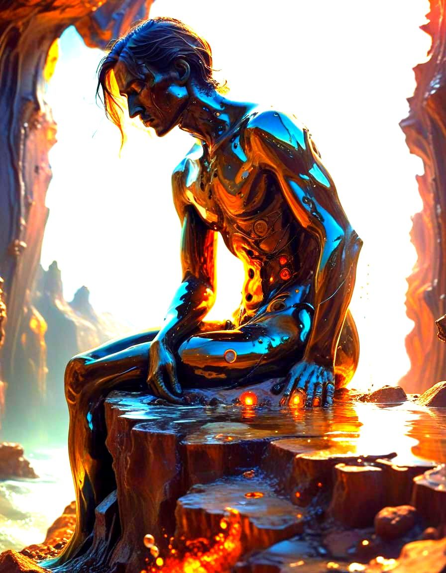 Surreal Inverted World Reflecting Internal Drama