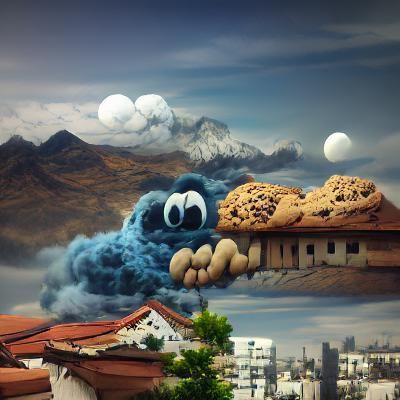 Detailed Matte Painting of Cookie Monster