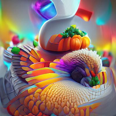 Colorful Thanksgiving Concept Art in Hyperrealism