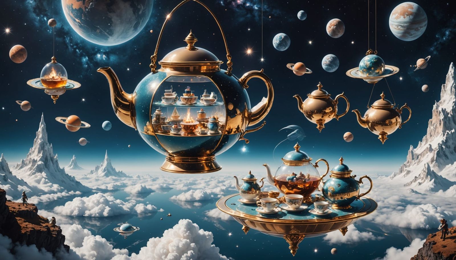 Galactic Tea Party in a Floating Teapot
