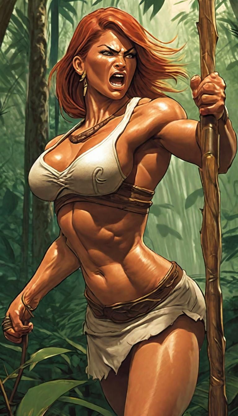 Amazon Muscle Woman Goddess Ready for Battle
