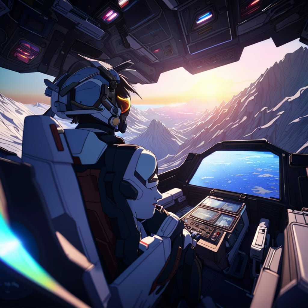 Interior of Mecha cockpit with epic view 😎