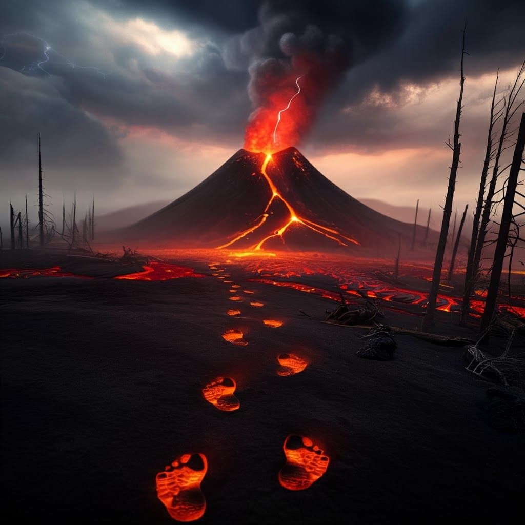 Volcanic Footprints in a Hellscape