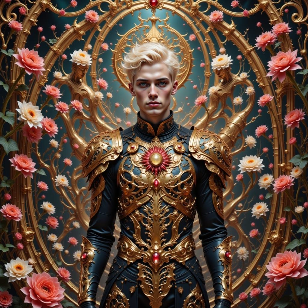 gold red black ivory filigree