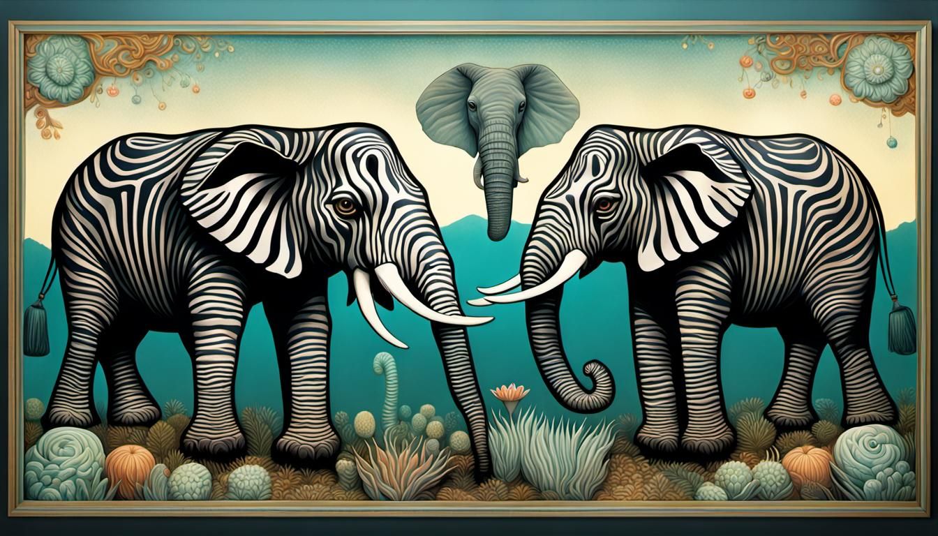 Optical Illusion: Zebra and Elephant Pareidolia