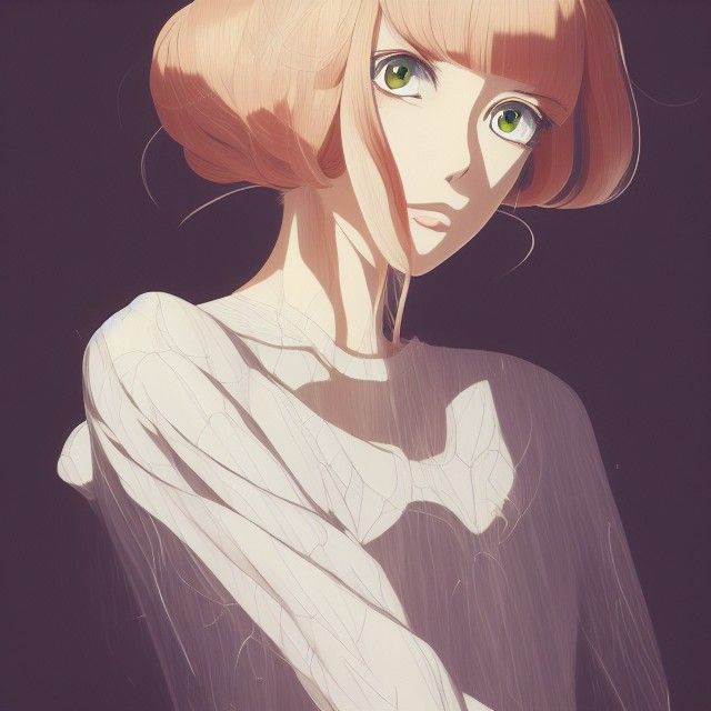 Anime Portrait of Beautiful Woman in Neon Style