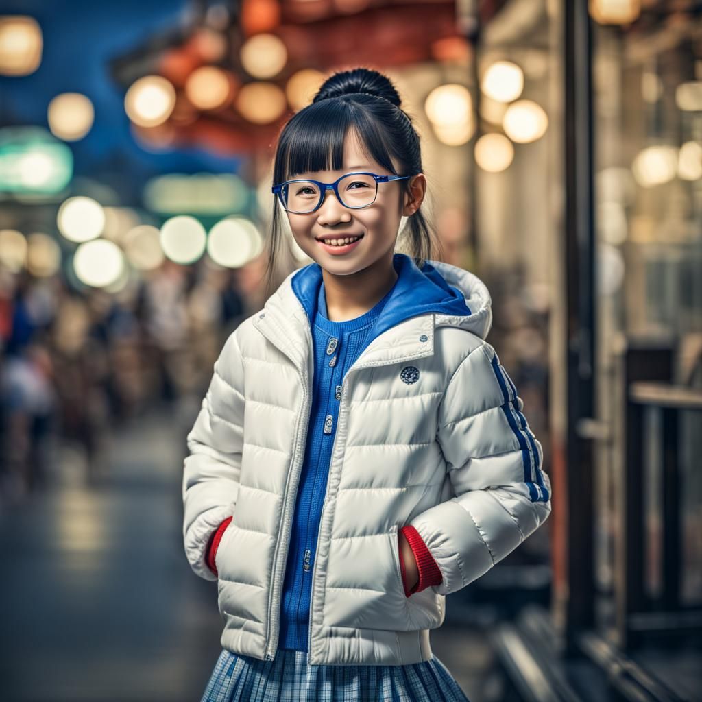 Hyperrealistic Portrait of a Smiling Chinese Girl
