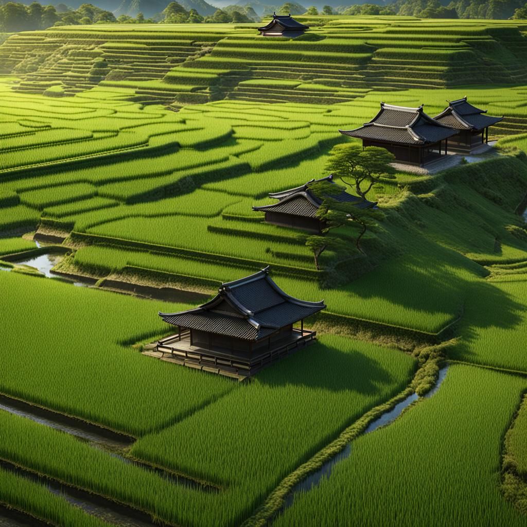 Photorealistic Japanese Rice Fields with Samurai