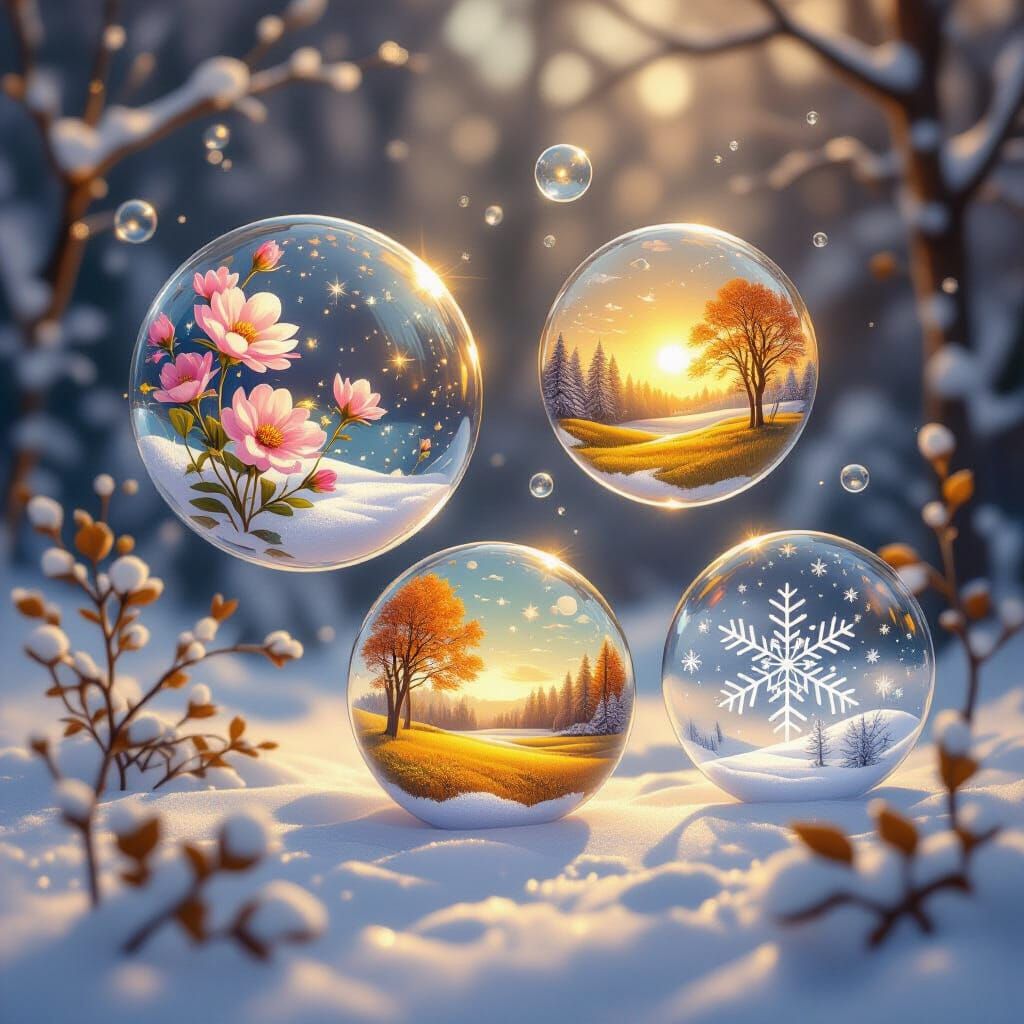 Seasonal Environments Encapsulated in Translucent Bubbles