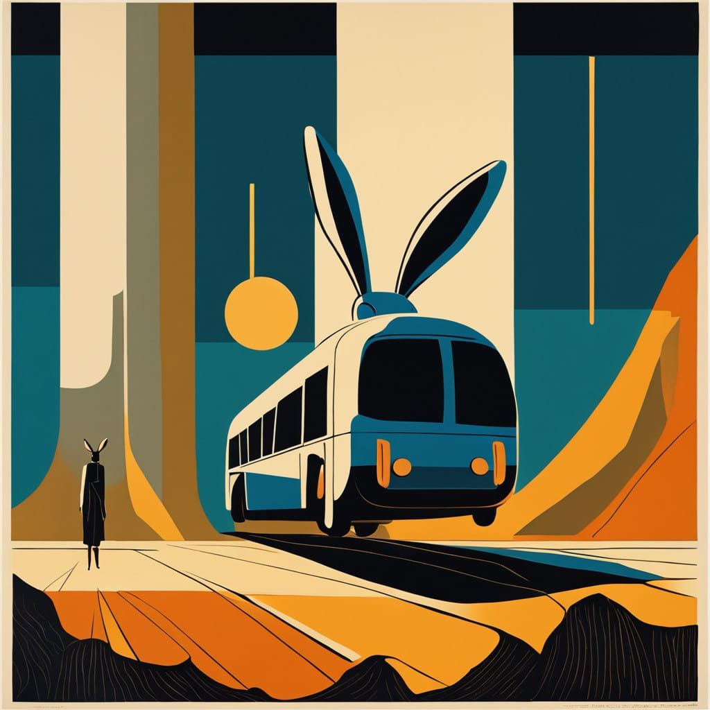 Surreal Rabbit Embarks on Futuristic Odyssey in Cosmic Lands...