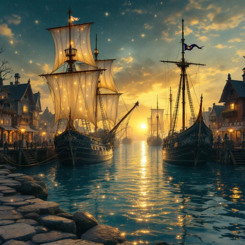 Bronze Ships in Hexagonal Selenium Harbor