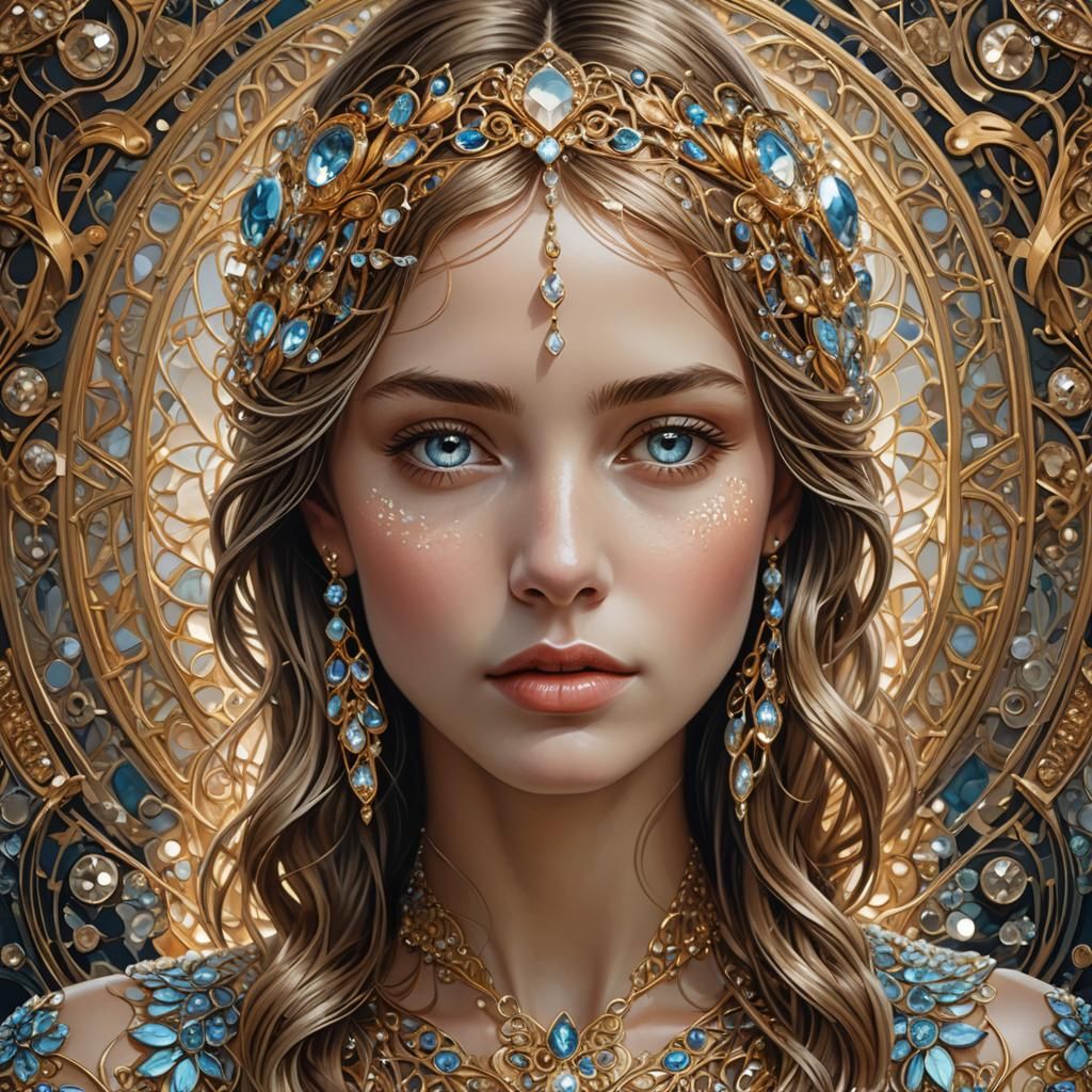 Crystal Winged Beauty in Art Nouveau Style