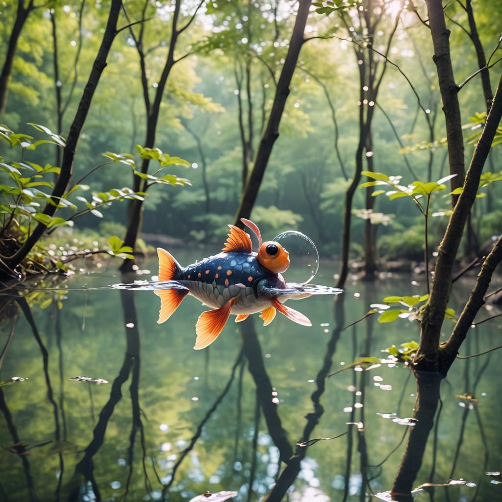 Kawaii Creature Dives Through Treetops in Realistic Splendor
