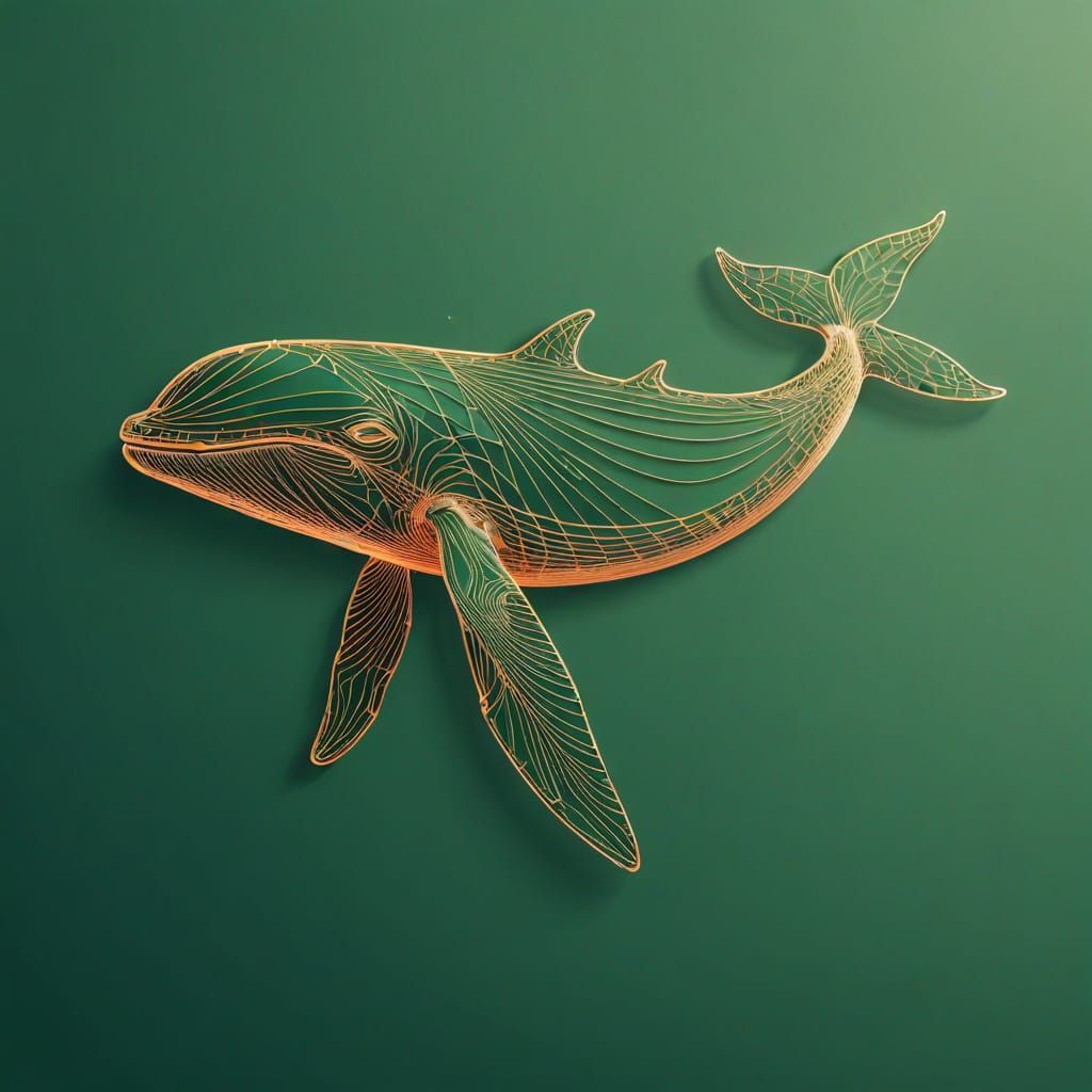 Green background with 2d copper lines making an image of a w...