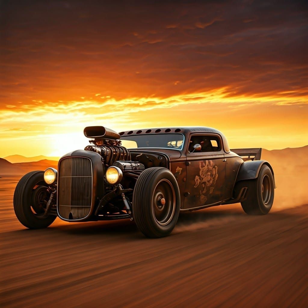 Hot Rod in Desert Wasteland, Digital Painting