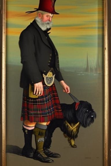 Scottish Gentleman and Dog in Victorian London