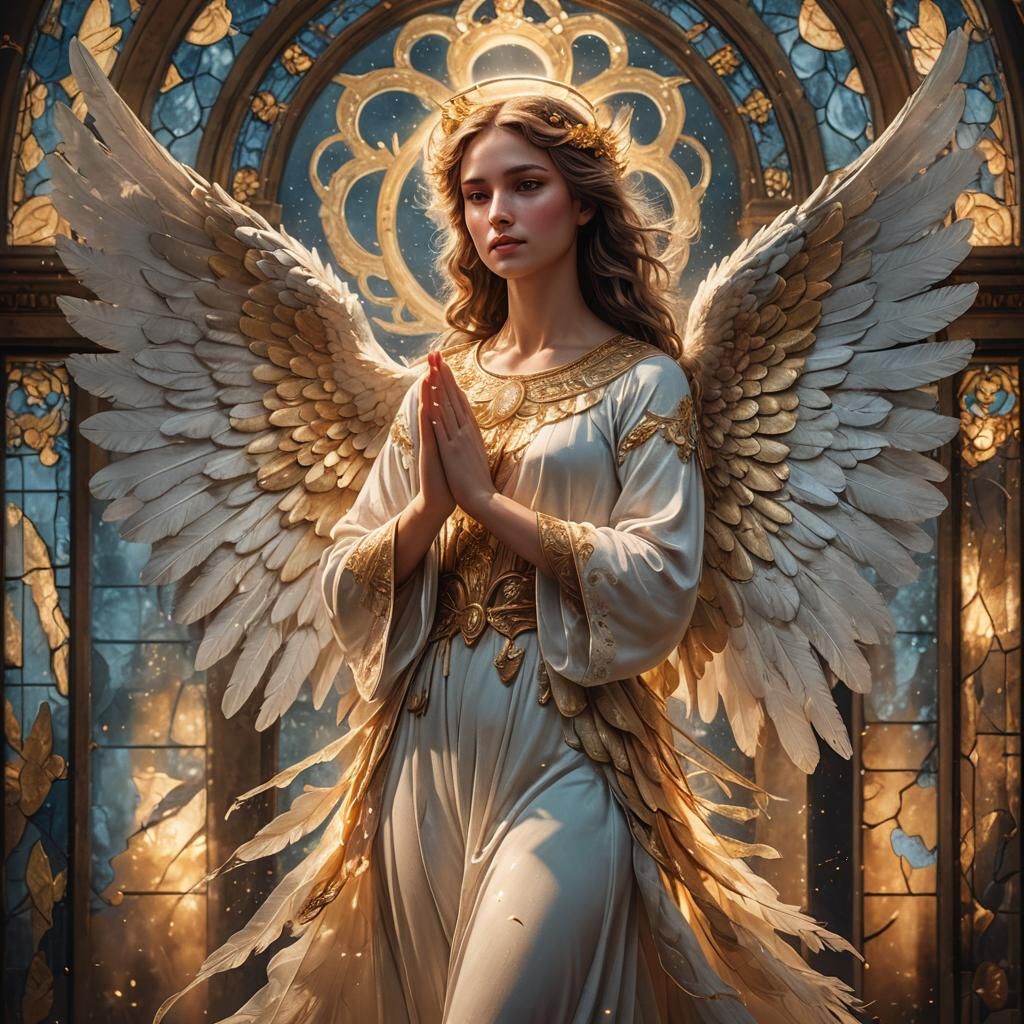 Cinematic Angel Portrait in Golden Light