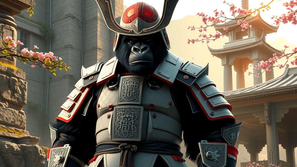 Majestic Gorilla Samurai Master of Ancient Ruins