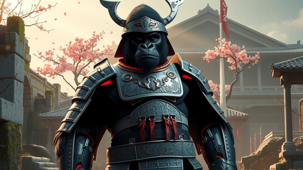Majestic Gorilla Samurai Master of Ancient Ruins