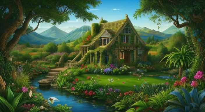 Lush and Tranquil Garden of Eden Representation