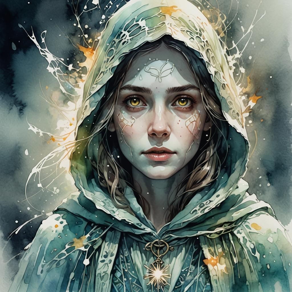 Luminescent Ghost Figure in Digital Watercolor Style