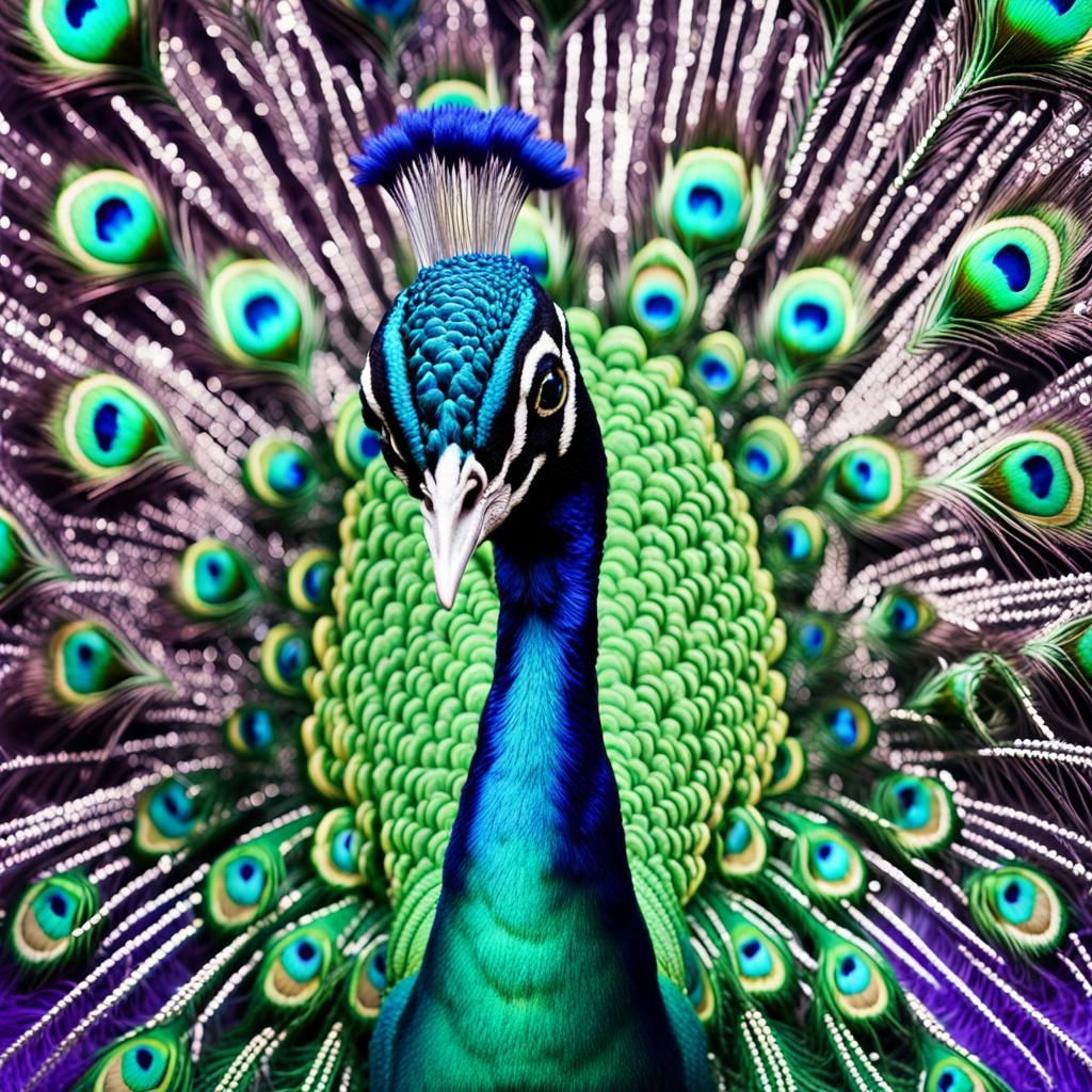 Hyperrealistic Peacock with Intricate Details
