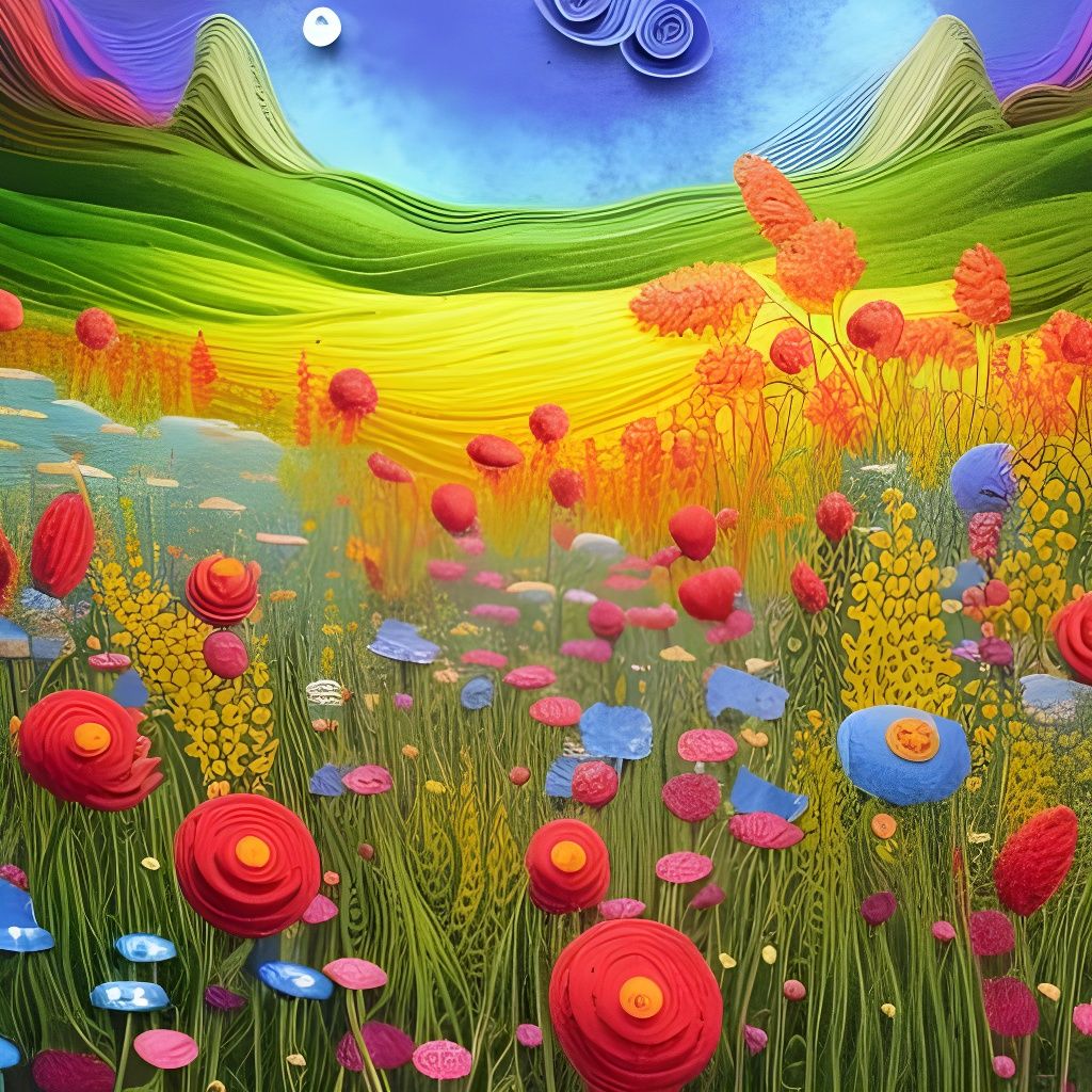 Enchanted Flower Meadow in Paper Quilling Style