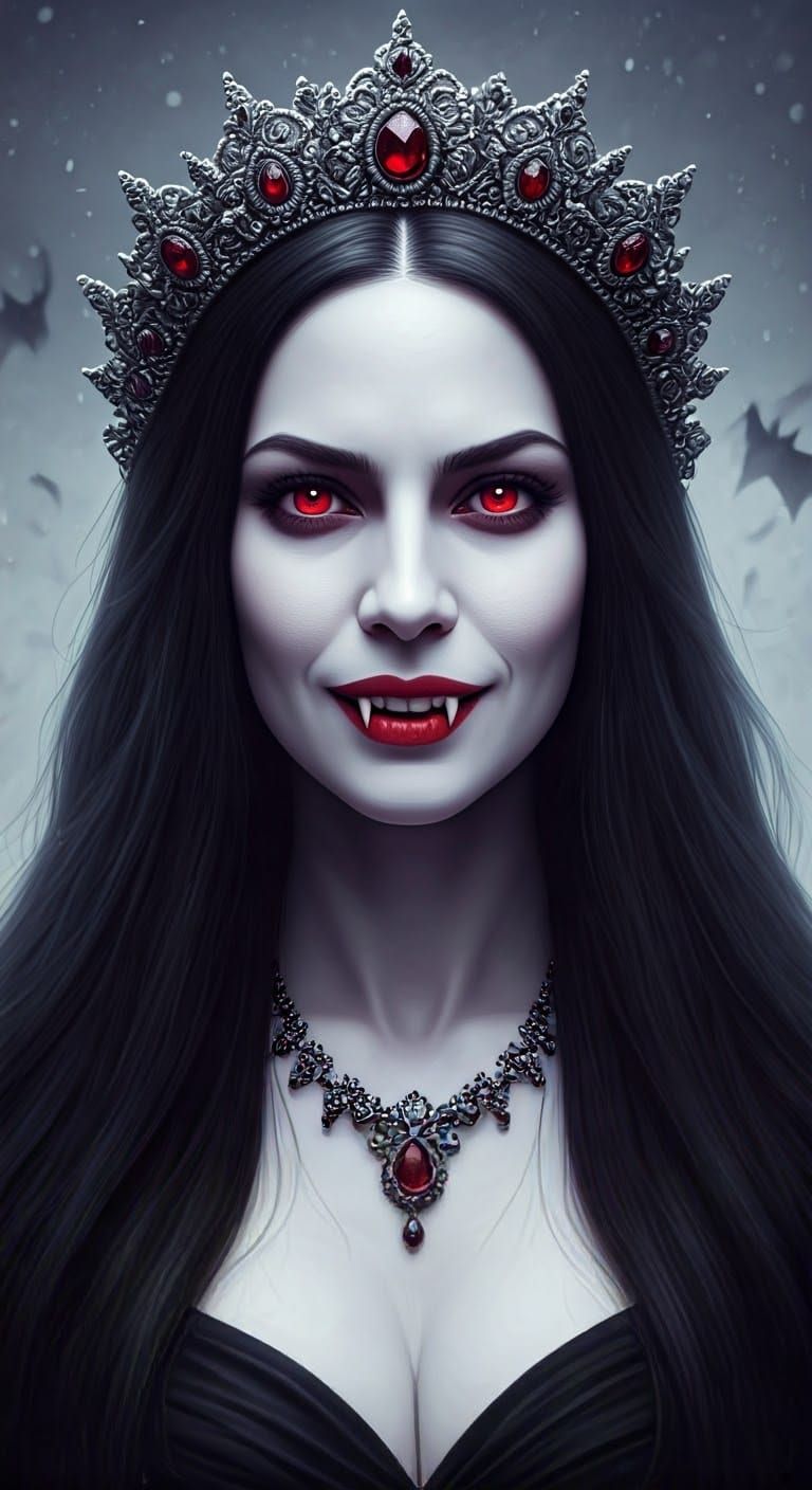 Dracula Queen with Bats in Beksiński Style