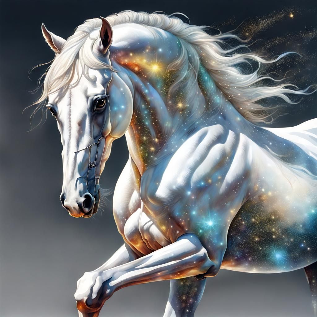 Radiant Glass Horse in a Fantasy Style