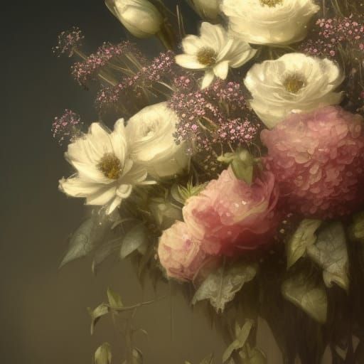 Intricate Victorian Flower Bouquet in Dark Fantasy Style