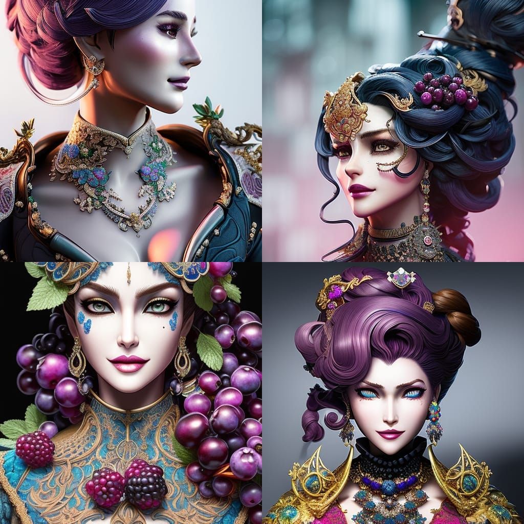 Elegant Woman Made of Berries: Detailed Digital Art