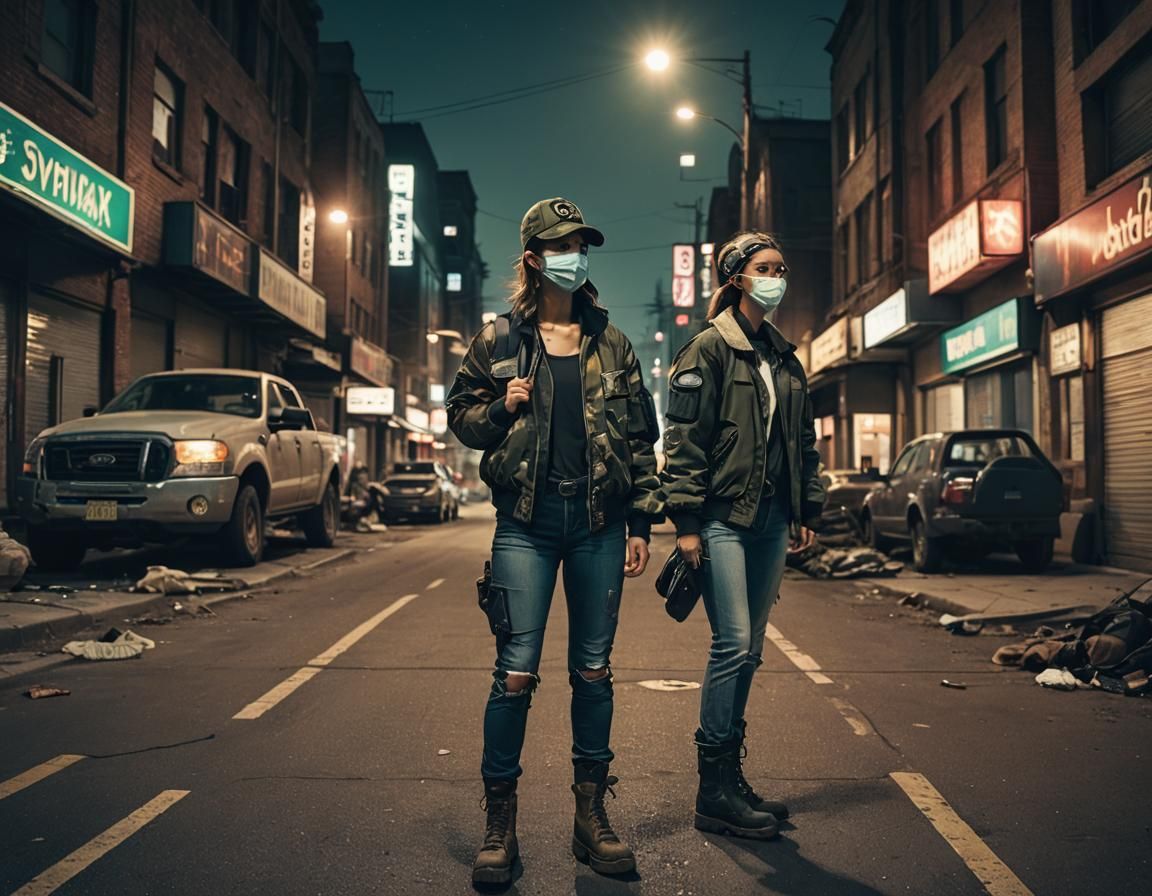 Post-Apocalyptic Survivor in Desolate Urban Landscape