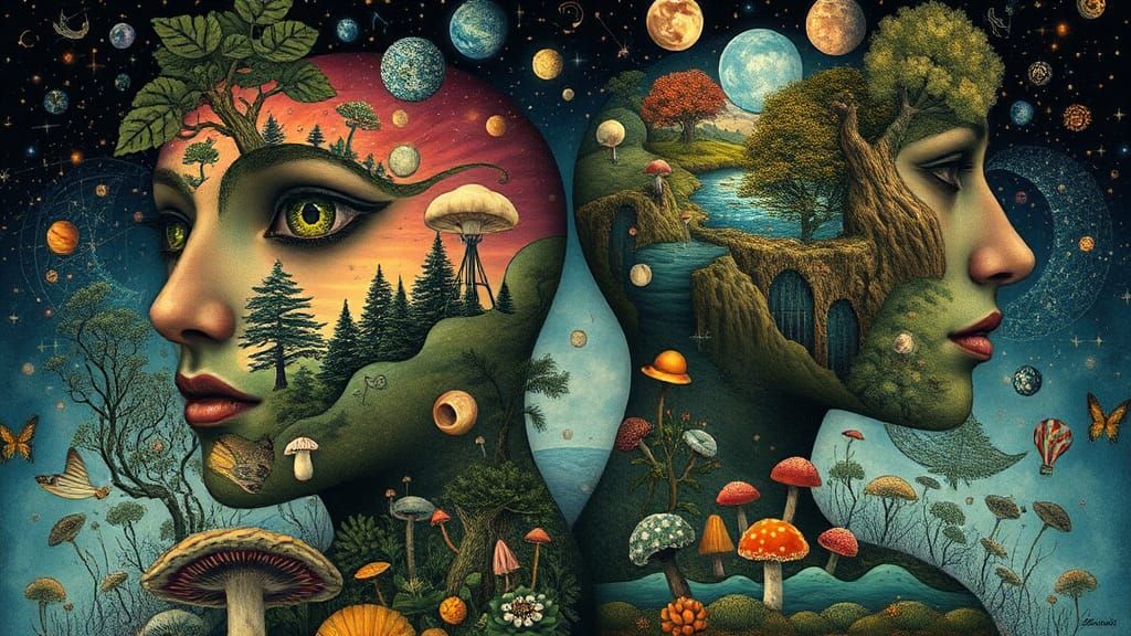 Ethereal Mindscapes: Intertwined Bodies in Dreamlike Concept...