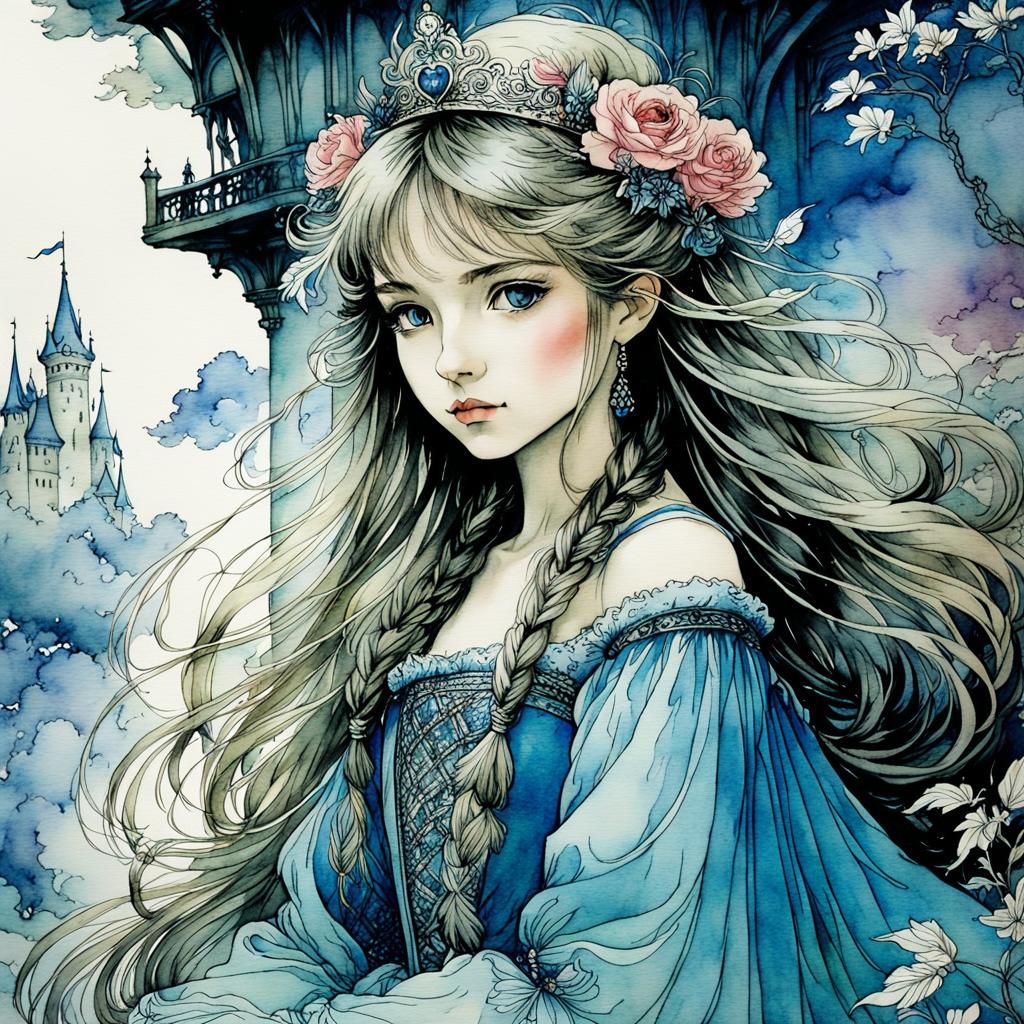 Watercolor Princess Inspired by Arthur Rackham
