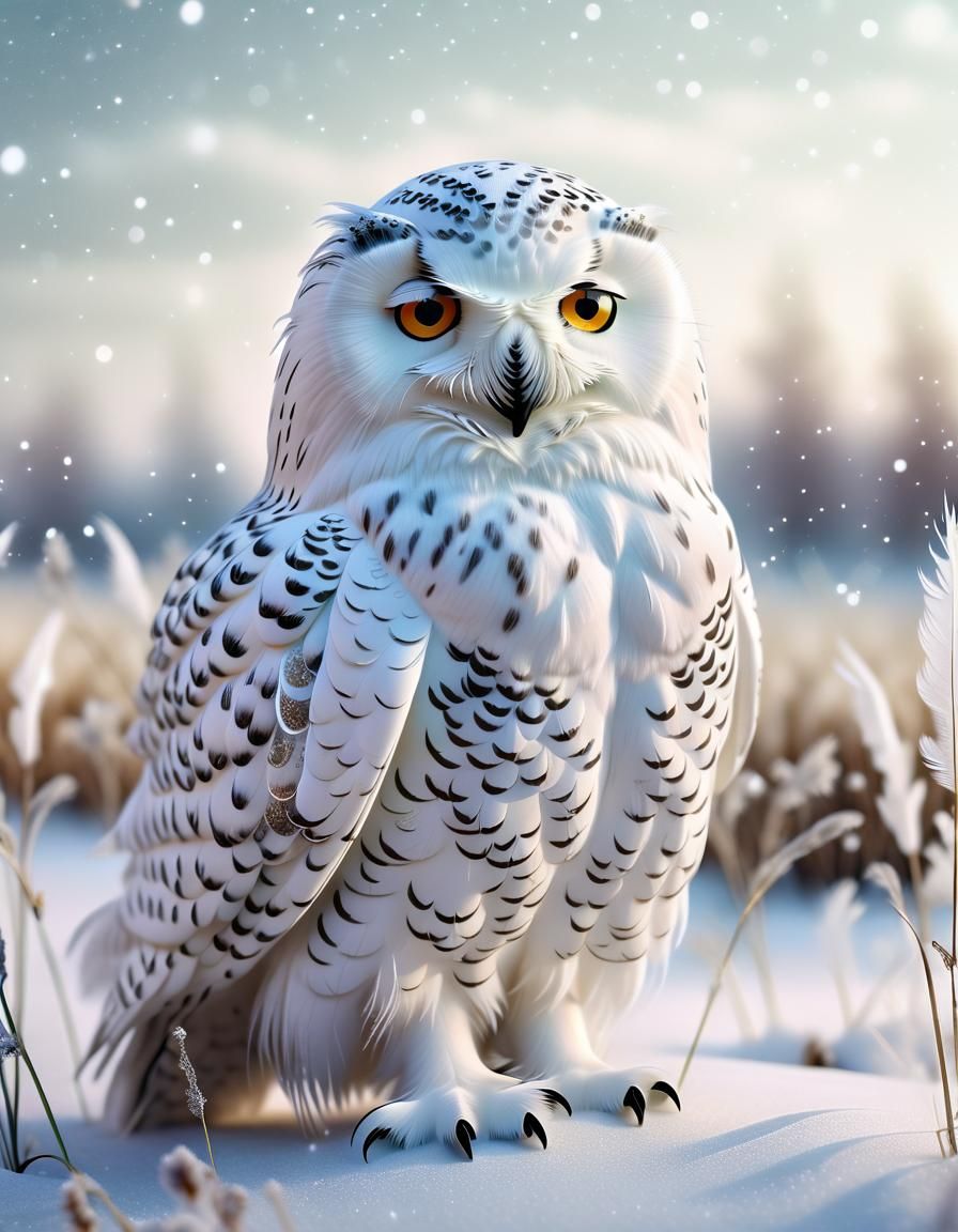 Majestic Snowy Owl in Winter Wonderland