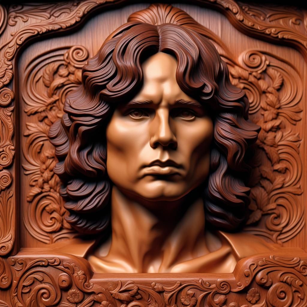 Jim Morrison wood carving